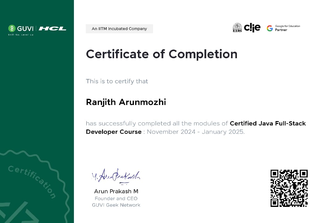 Java Full Stack Certification